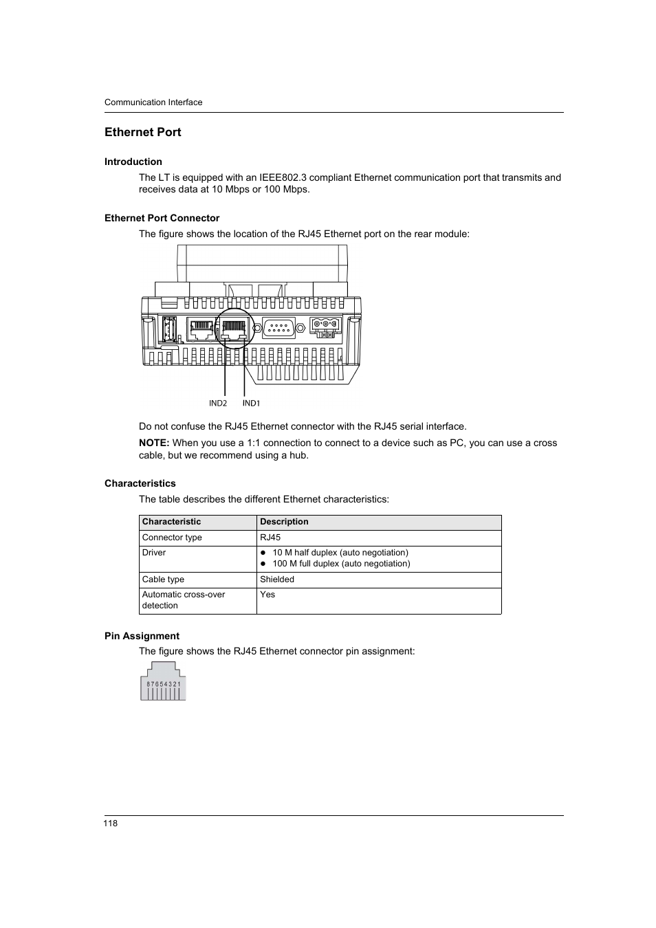 Ethernet port | Proface LT4300M - 5.7 Modular HMI + Control" User Manual | Page 118 / 146