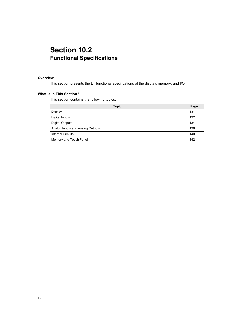 Functional specifications | Proface LT4300M - 5.7 Modular HMI + Control" User Manual | Page 130 / 146