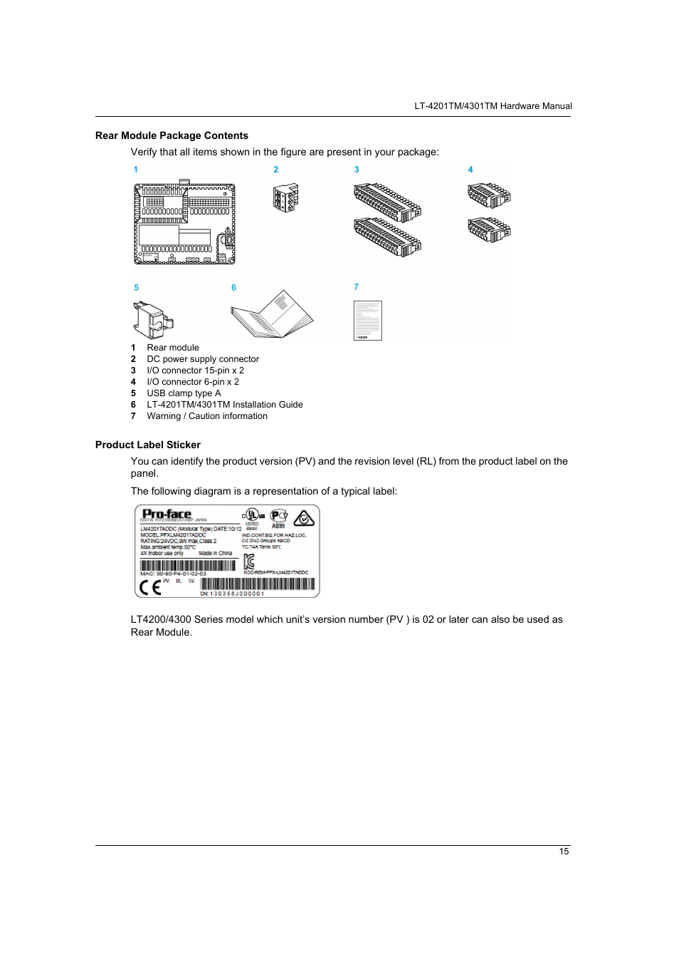 Proface LT4300M - 5.7 Modular HMI + Control" User Manual | Page 15 / 146