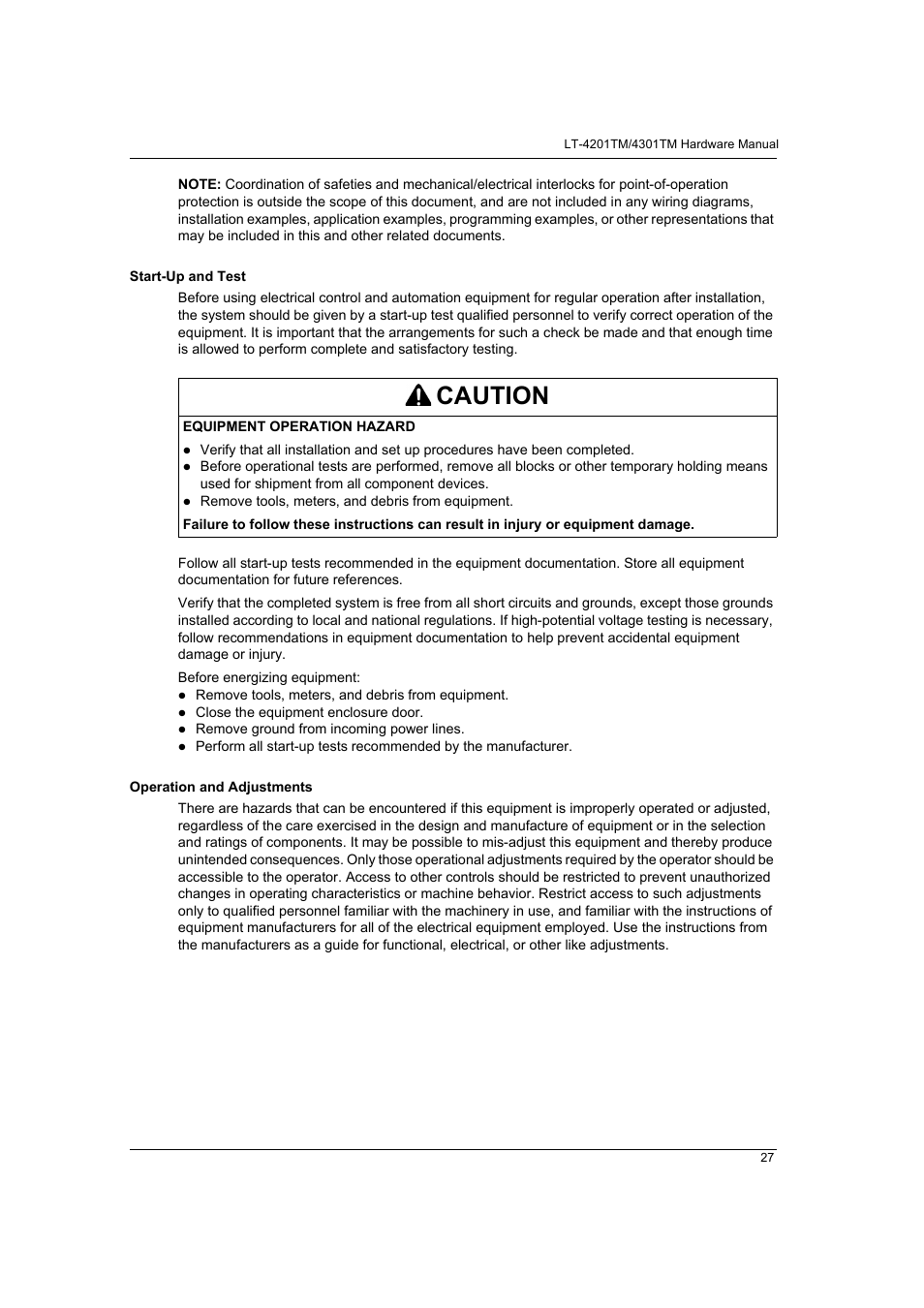 Caution | Proface LT4300M - 5.7 Modular HMI + Control" User Manual | Page 27 / 146