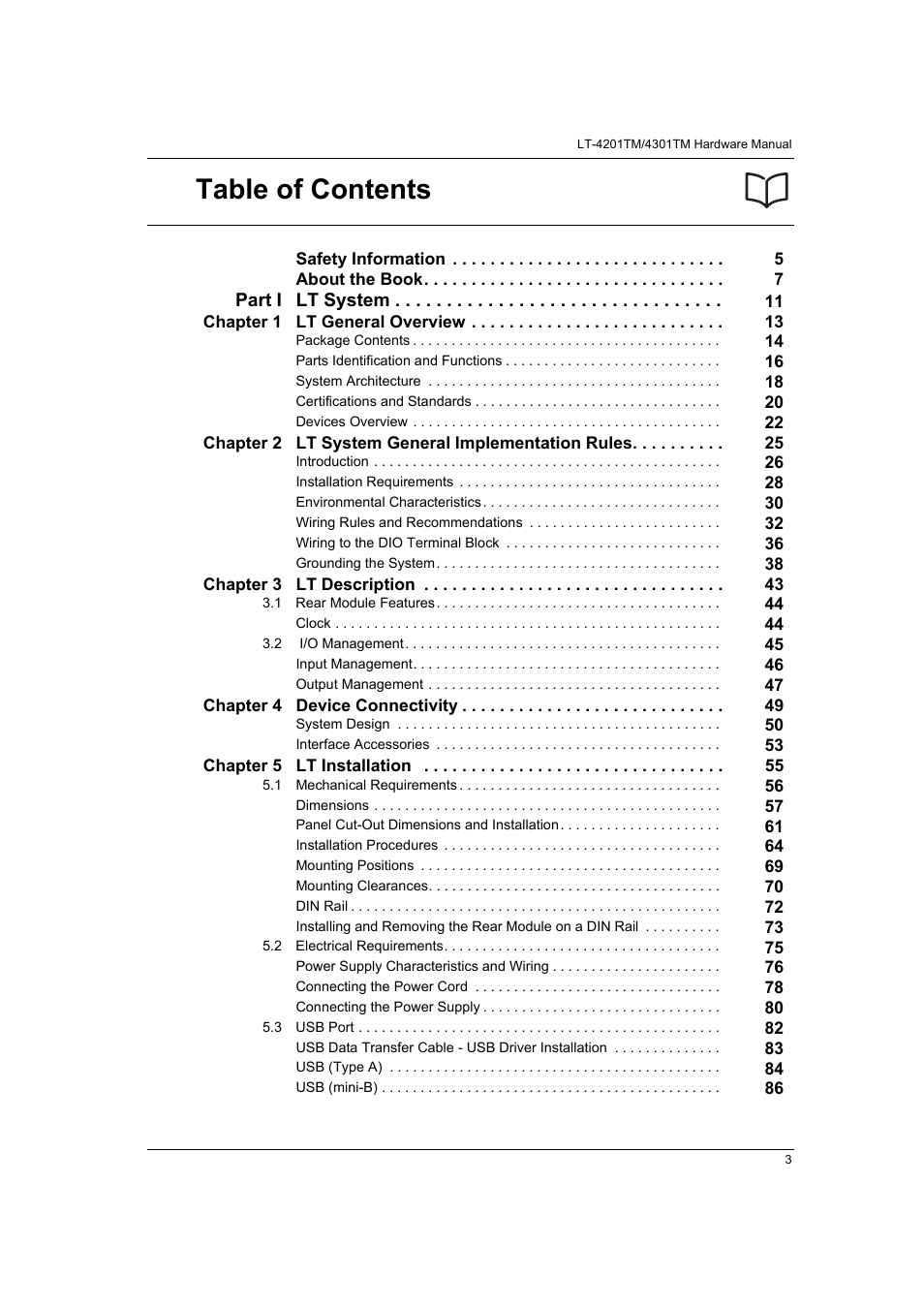 Proface LT4300M - 5.7 Modular HMI + Control" User Manual | Page 3 / 146