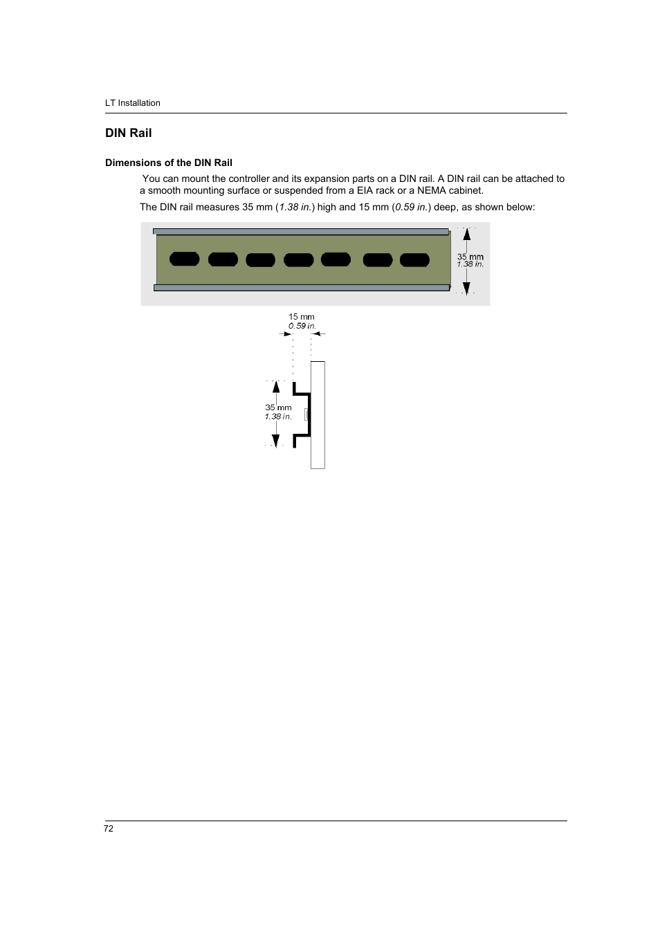 Din rail | Proface LT4300M - 5.7 Modular HMI + Control" User Manual | Page 72 / 146