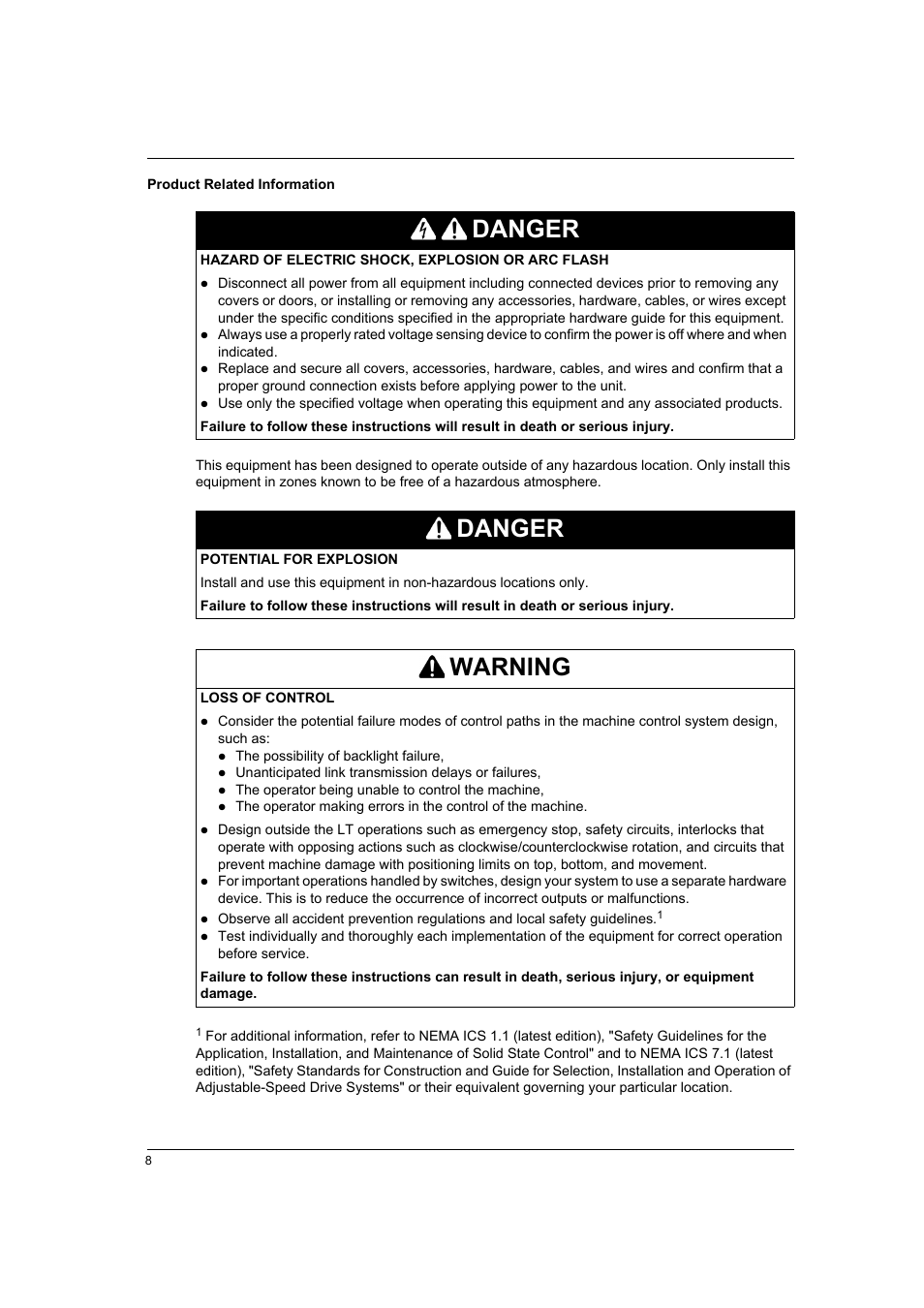 Danger, Warning | Proface LT4300M - 5.7 Modular HMI + Control" User Manual | Page 8 / 146