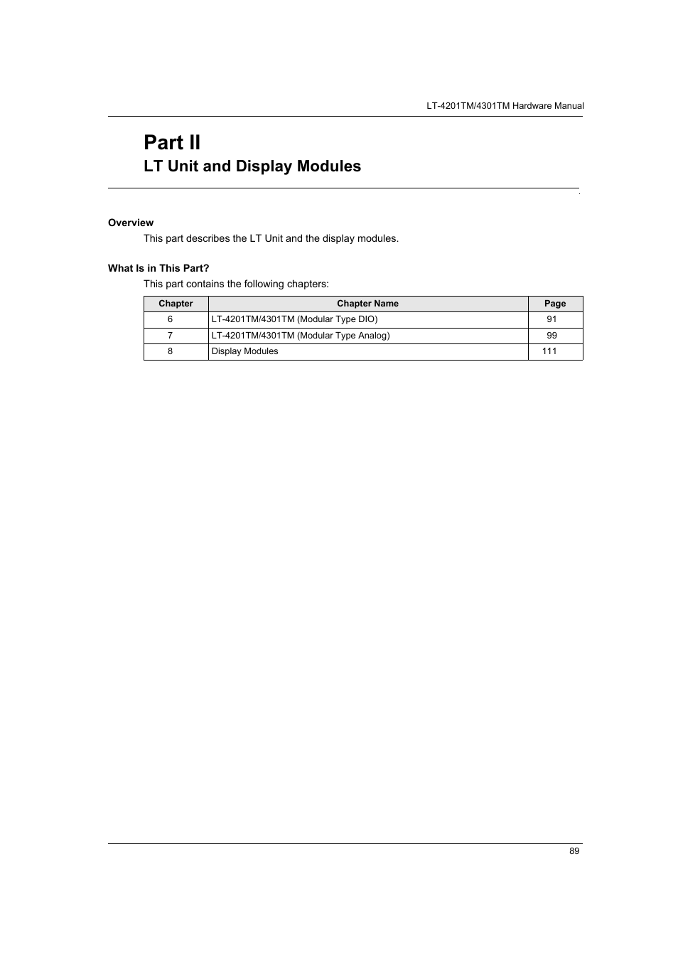 Lt unit and display modules, Part ii | Proface LT4300M - 5.7 Modular HMI + Control" User Manual | Page 89 / 146