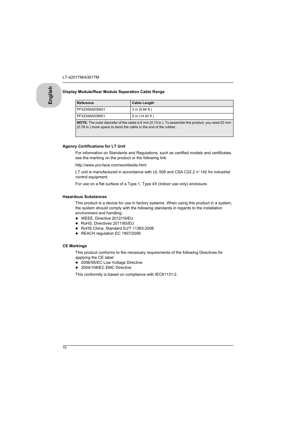 Proface LT4300M - 5.7 Modular HMI + Control" User Manual | Page 10 / 47