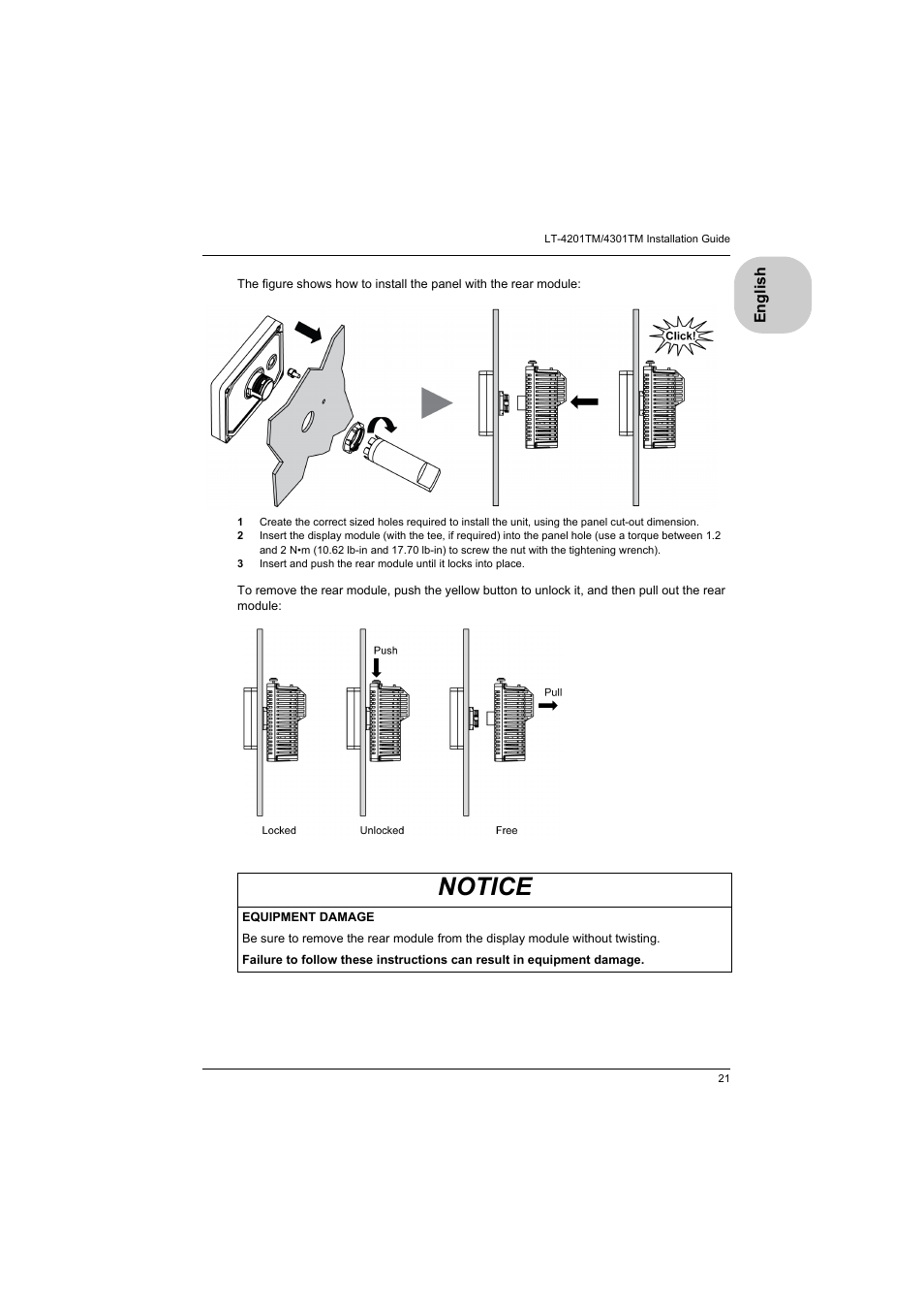 Notice | Proface LT4300M - 5.7 Modular HMI + Control" User Manual | Page 21 / 47