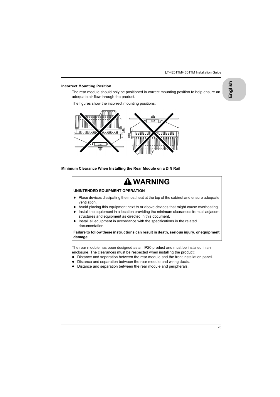 Warning | Proface LT4300M - 5.7 Modular HMI + Control" User Manual | Page 23 / 47