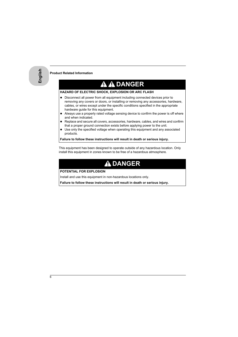 Danger | Proface LT4300M - 5.7 Modular HMI + Control" User Manual | Page 6 / 47