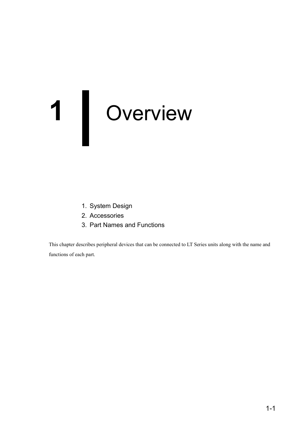 1 overview, Chapter 1 overview, Overview | Proface LT3300 - 5.7 All-in-One HMI" User Manual | Page 16 / 93