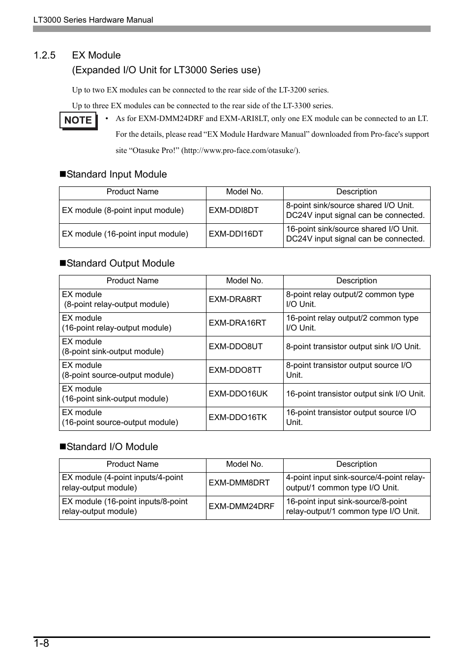 5 ex module, 5 ex module -8 | Proface LT3300 - 5.7 All-in-One HMI" User Manual | Page 23 / 93