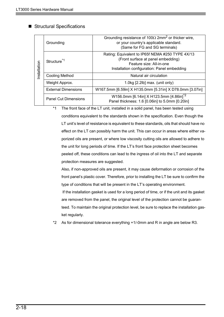 Structural specifications | Proface LT3300 - 5.7 All-in-One HMI" User Manual | Page 45 / 93