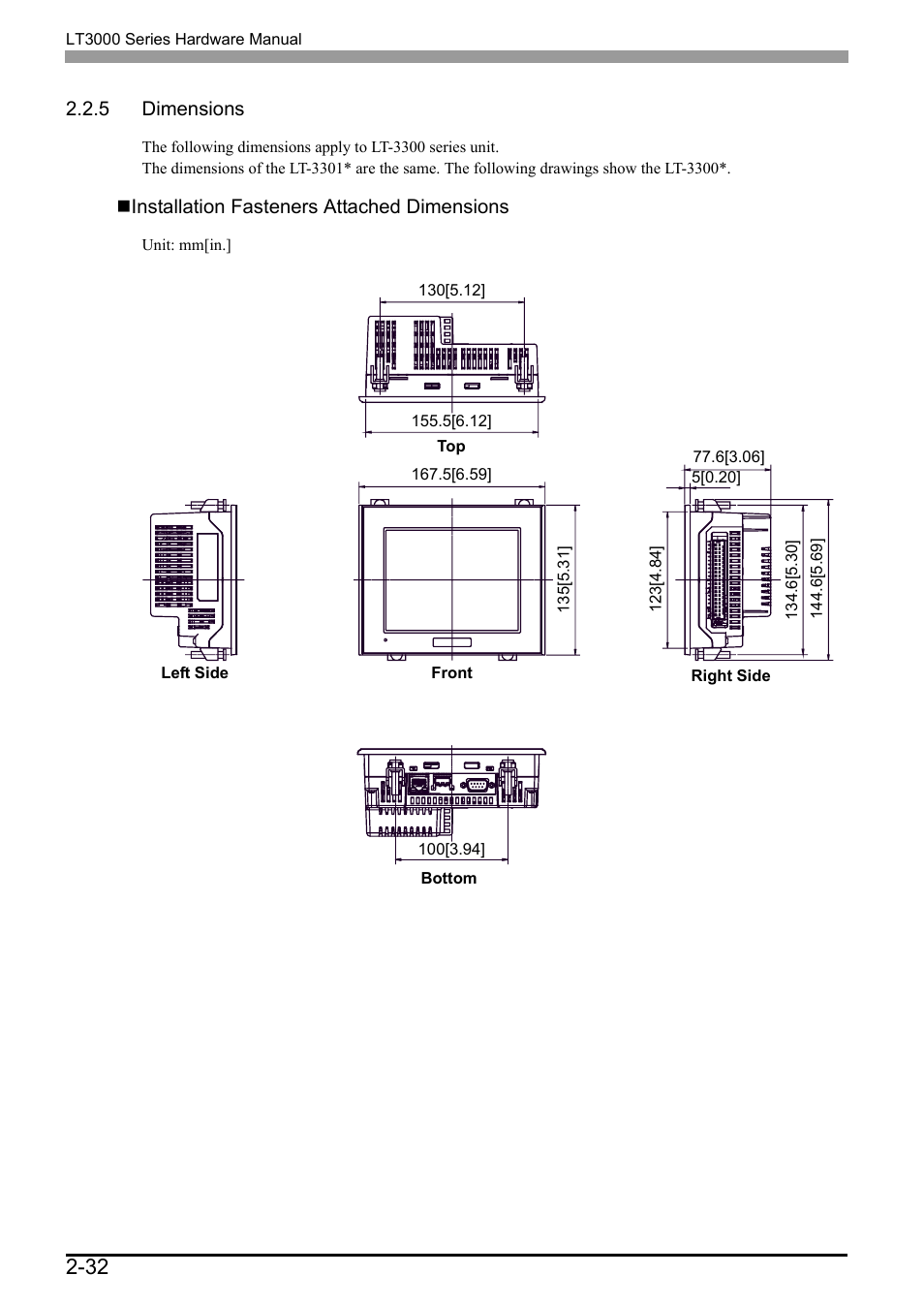 5 dimensions, 5 dimensions -32 | Proface LT3300 - 5.7 All-in-One HMI" User Manual | Page 59 / 93