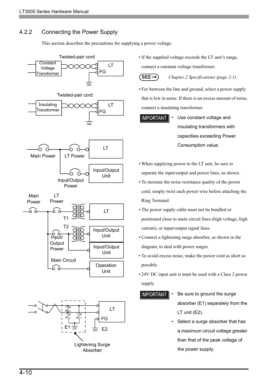 2 connecting the power supply, 2 connecting the power supply -10 | Proface LT3300 - 5.7 All-in-One HMI" User Manual | Page 77 / 93