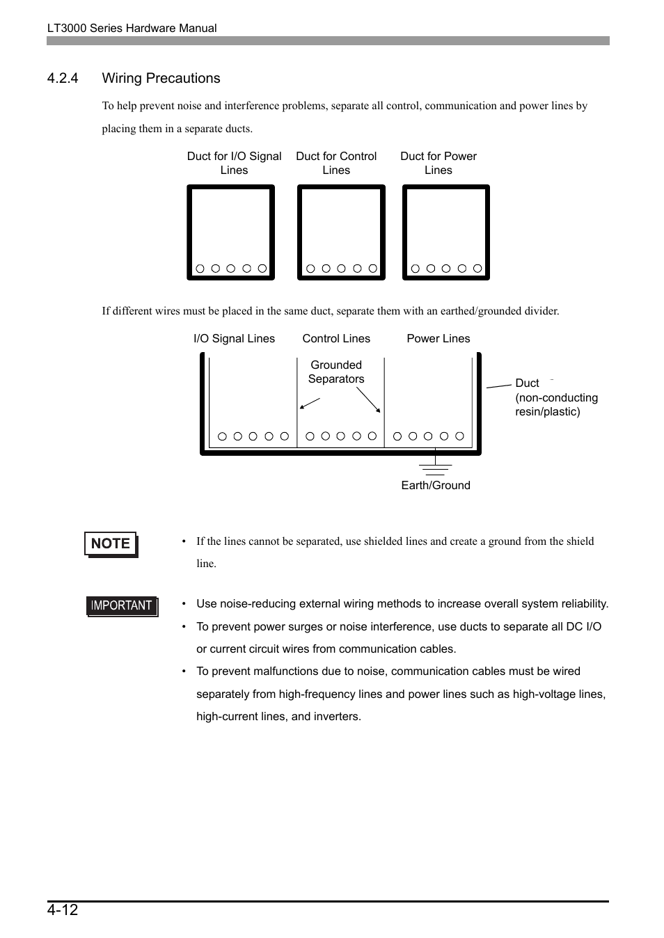 4 wiring precautions, 4 wiring precautions -12 | Proface LT3300 - 5.7 All-in-One HMI" User Manual | Page 79 / 93