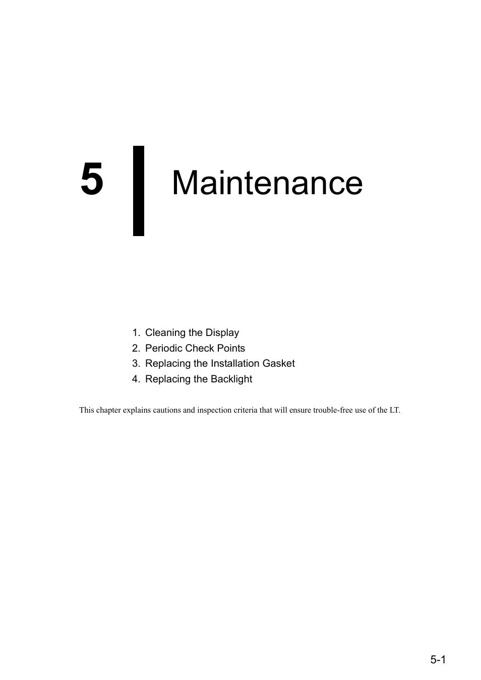 5 maintenance, Chapter 5 maintenance, Maintenance | Proface LT3300 - 5.7 All-in-One HMI" User Manual | Page 88 / 93
