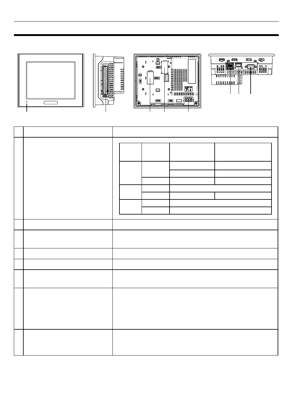 Part names and functions | Proface LT3300 - 5.7 All-in-One HMI" User Manual | Page 2 / 16