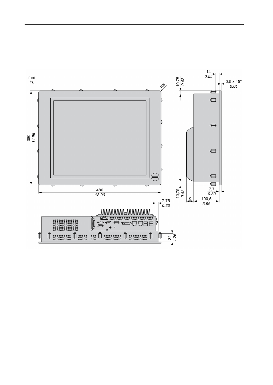 Industrial personal computer 19" dimensions | Proface PS4800 - 19 Panel PC" User Manual | Page 71 / 162
