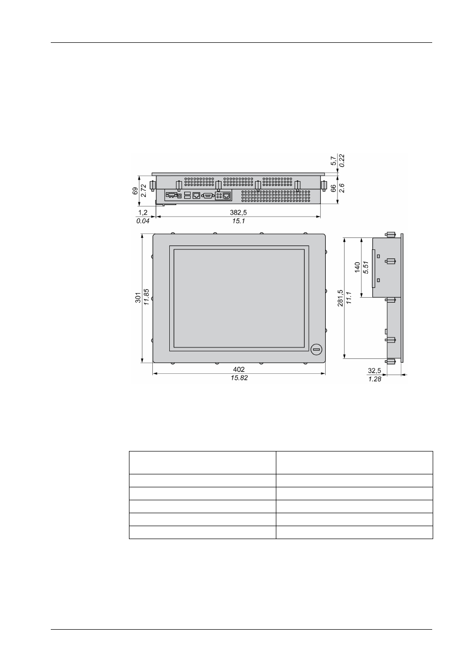 Industrial personal computer 15" dimensions | Proface PS4800 - 19 Panel PC" User Manual | Page 40 / 102