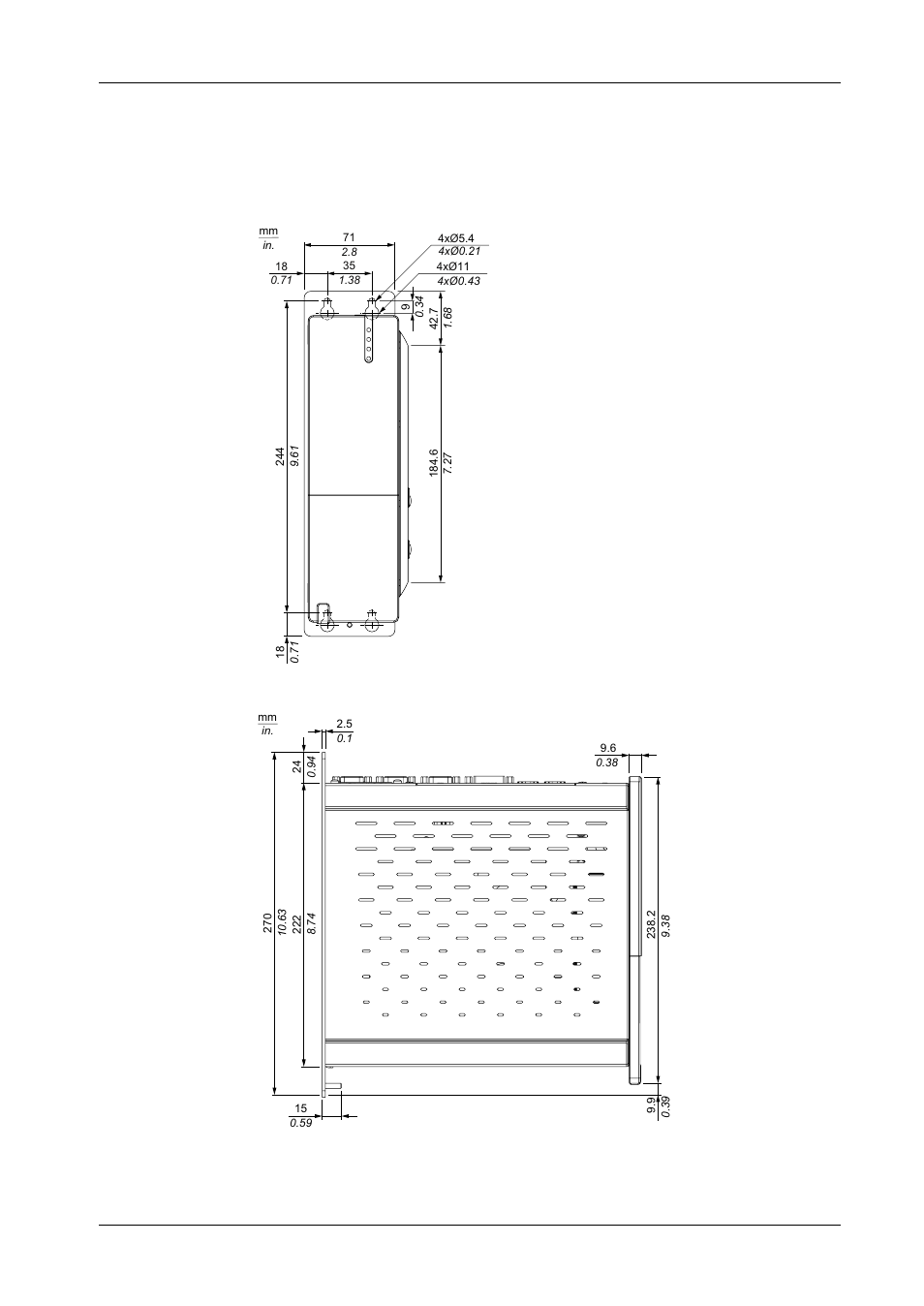 Dimensions | Proface PS4800 - 19 Panel PC" User Manual | Page 48 / 136