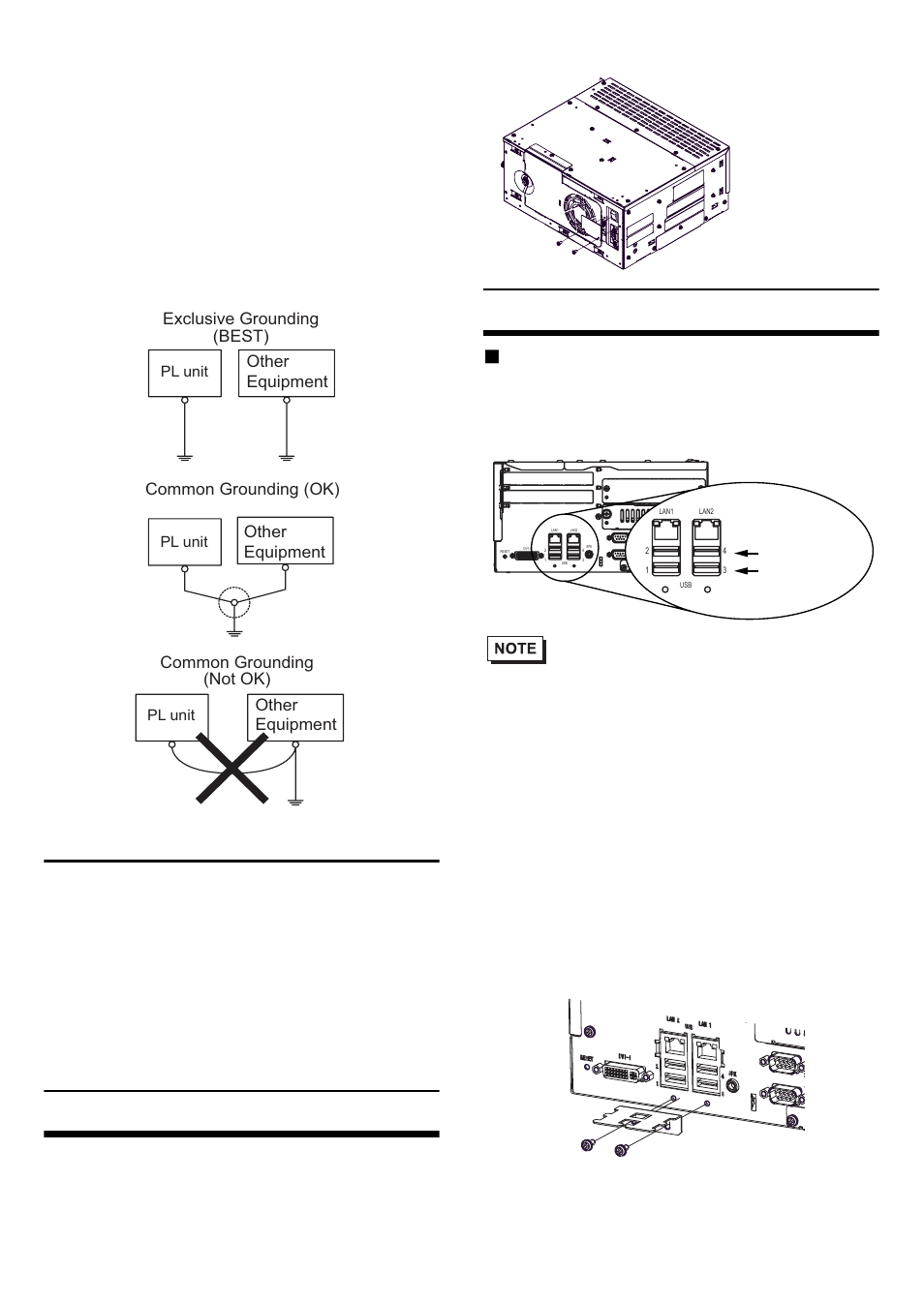 Input/output signal line cautions, Attaching the power switch cover, Connection usb cable clamp | Attaching the usb cable clamp | Proface APL3000B - Node Box PC User Manual | Page 14 / 16