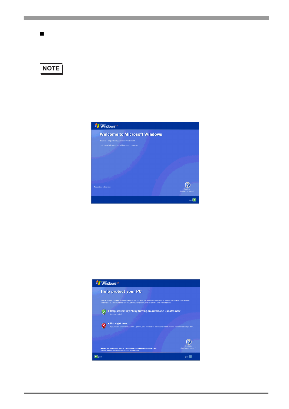 Windows, Xp setup procedure | Proface APL3000B - Node Box PC User Manual | Page 24 / 141