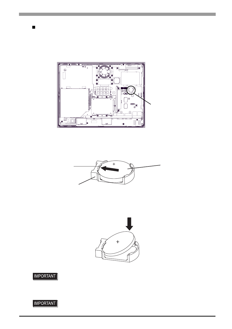 Battery replacement procedure | Proface APL3000B - Node Box PC User Manual | Page 76 / 76