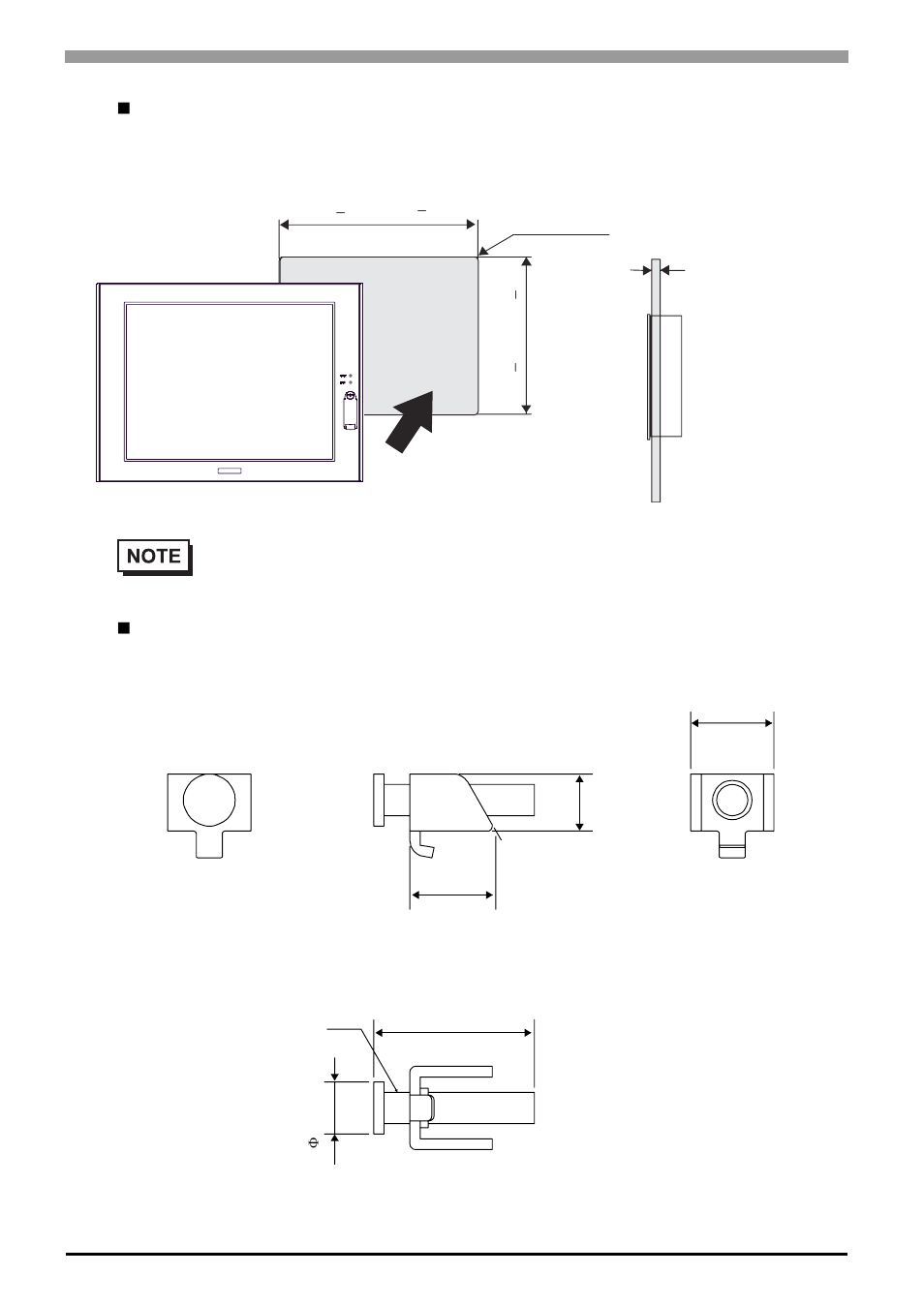 Panel cut dimensions, Installation fasteners | Proface APL3000B - Node Box PC User Manual | Page 47 / 111