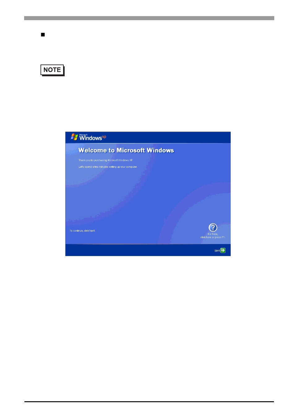 Windows, Xp setup procedure | Proface APL3000B - Node Box PC User Manual | Page 16 / 109
