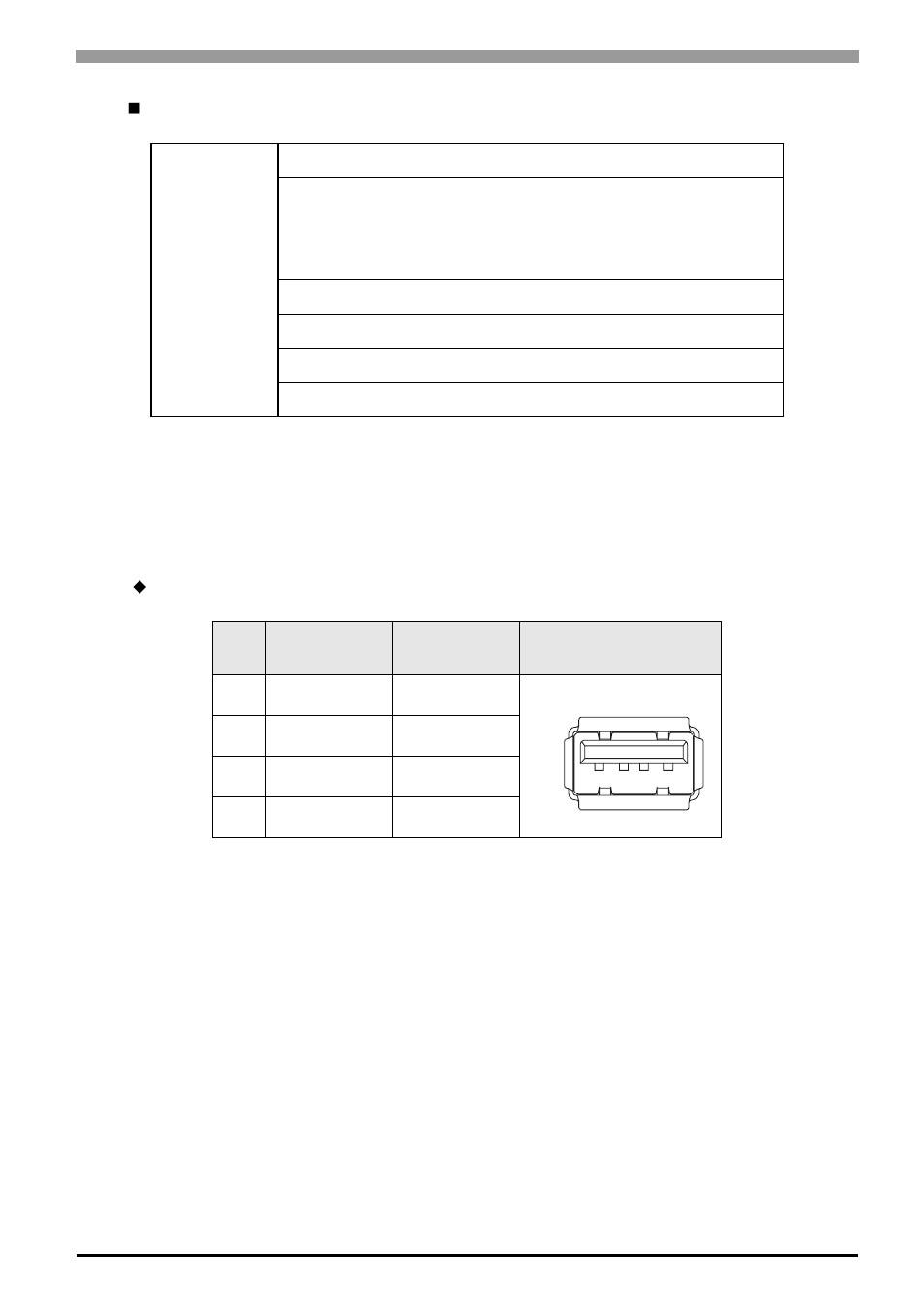Front usb interface (down-stream port), Usb interface pin assignments and signal names | Proface FP3900 - 19 Flat Panel" User Manual | Page 42 / 103