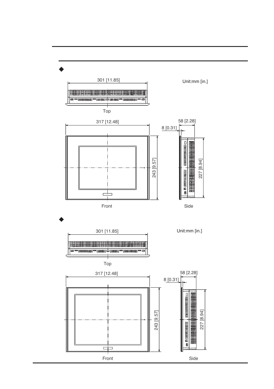 6 fp dimensions, 1 external dimensions, 6 fp dimensions -15 | 1 external dimensions -15 | Proface FP3900 - 19 Flat Panel" User Manual | Page 34 / 83