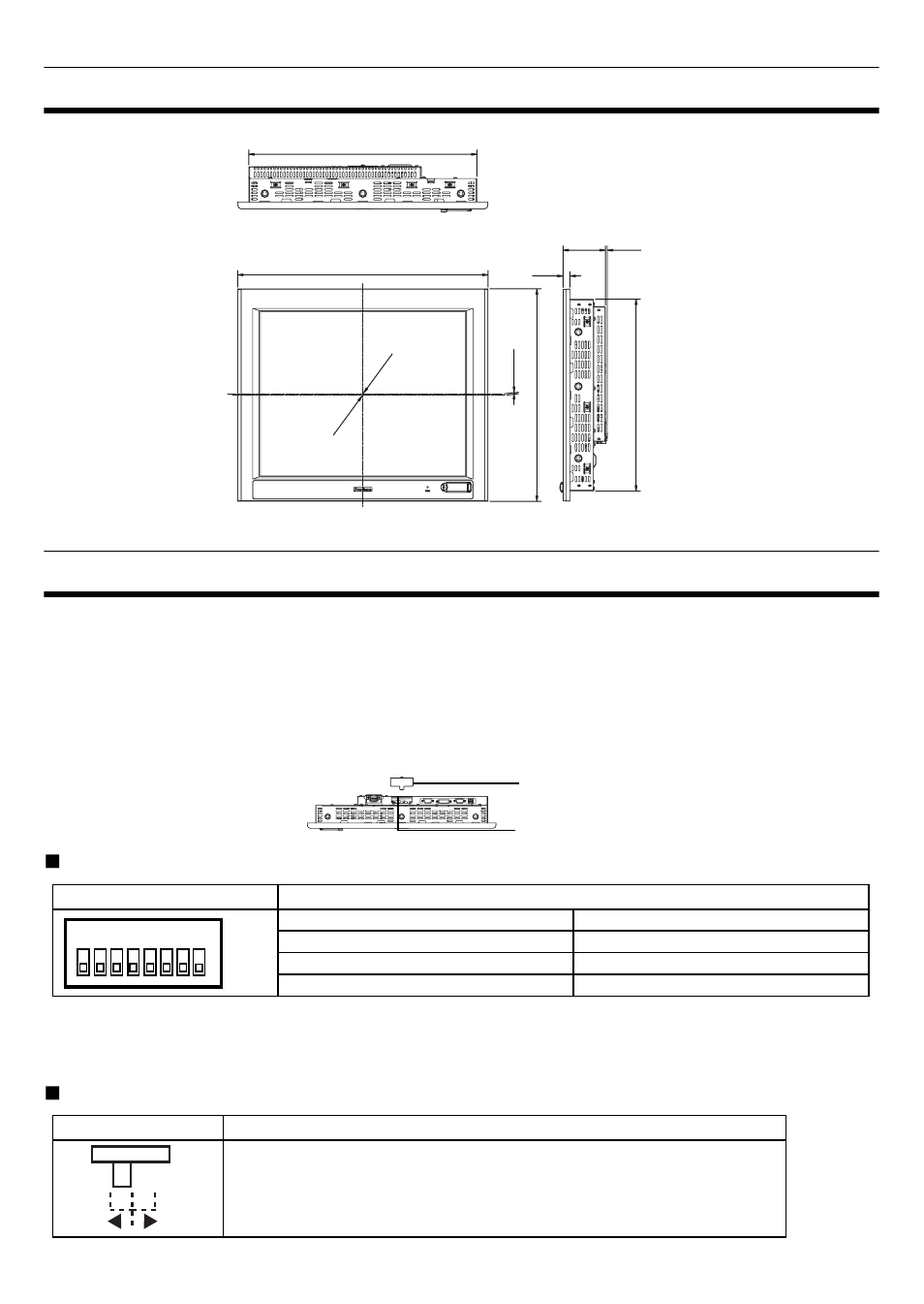 Dimensions, Dip switches and slide switch, Dimensions dip switches and slide switch | Proface FP3900 - 19 Flat Panel" User Manual | Page 4 / 16