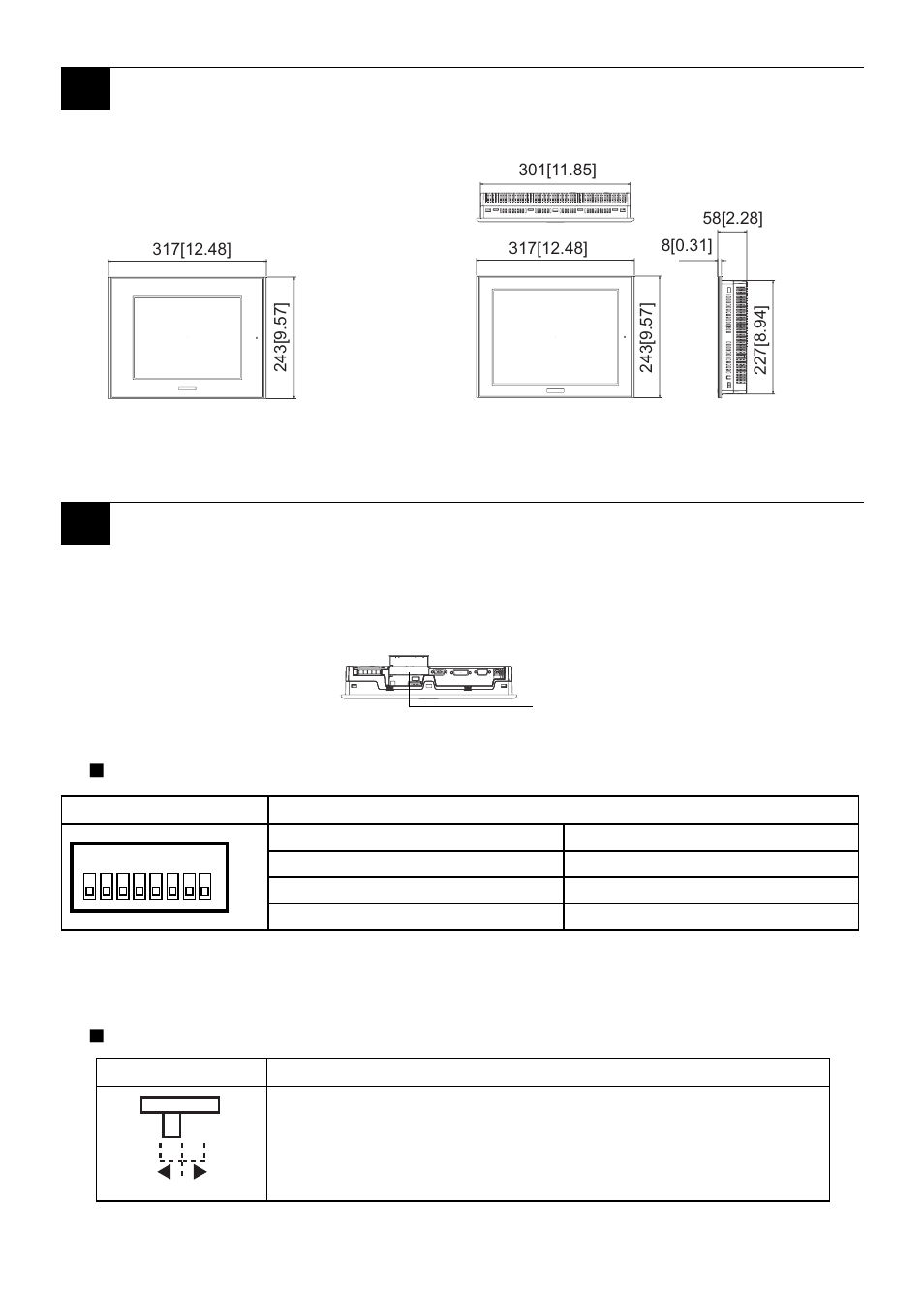 2dimensions 3 dip switches and slide switch | Proface FP3900 - 19 Flat Panel" User Manual | Page 5 / 22