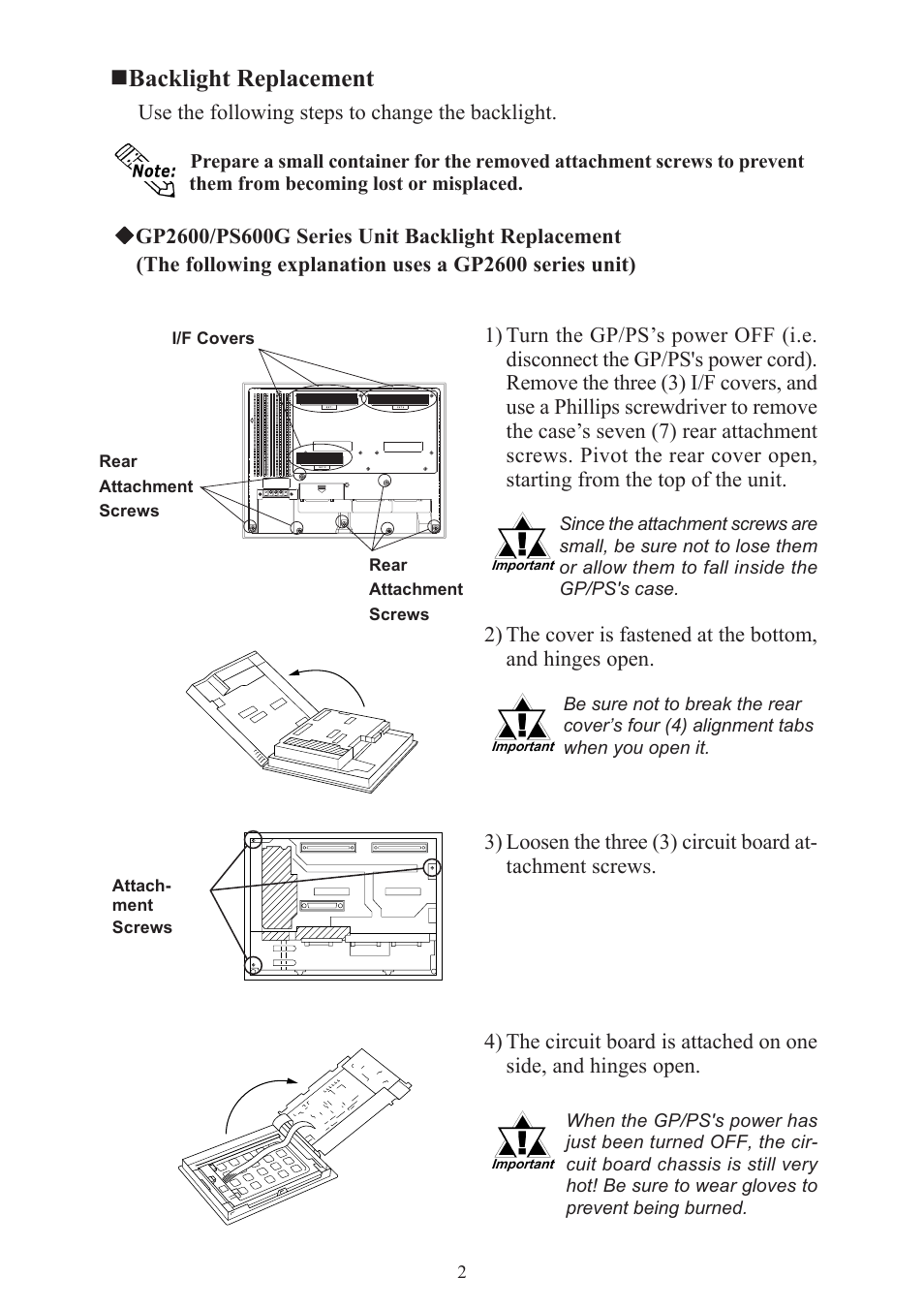 Backlight replacement | Proface FP3900 - 19 Flat Panel" User Manual | Page 2 / 4