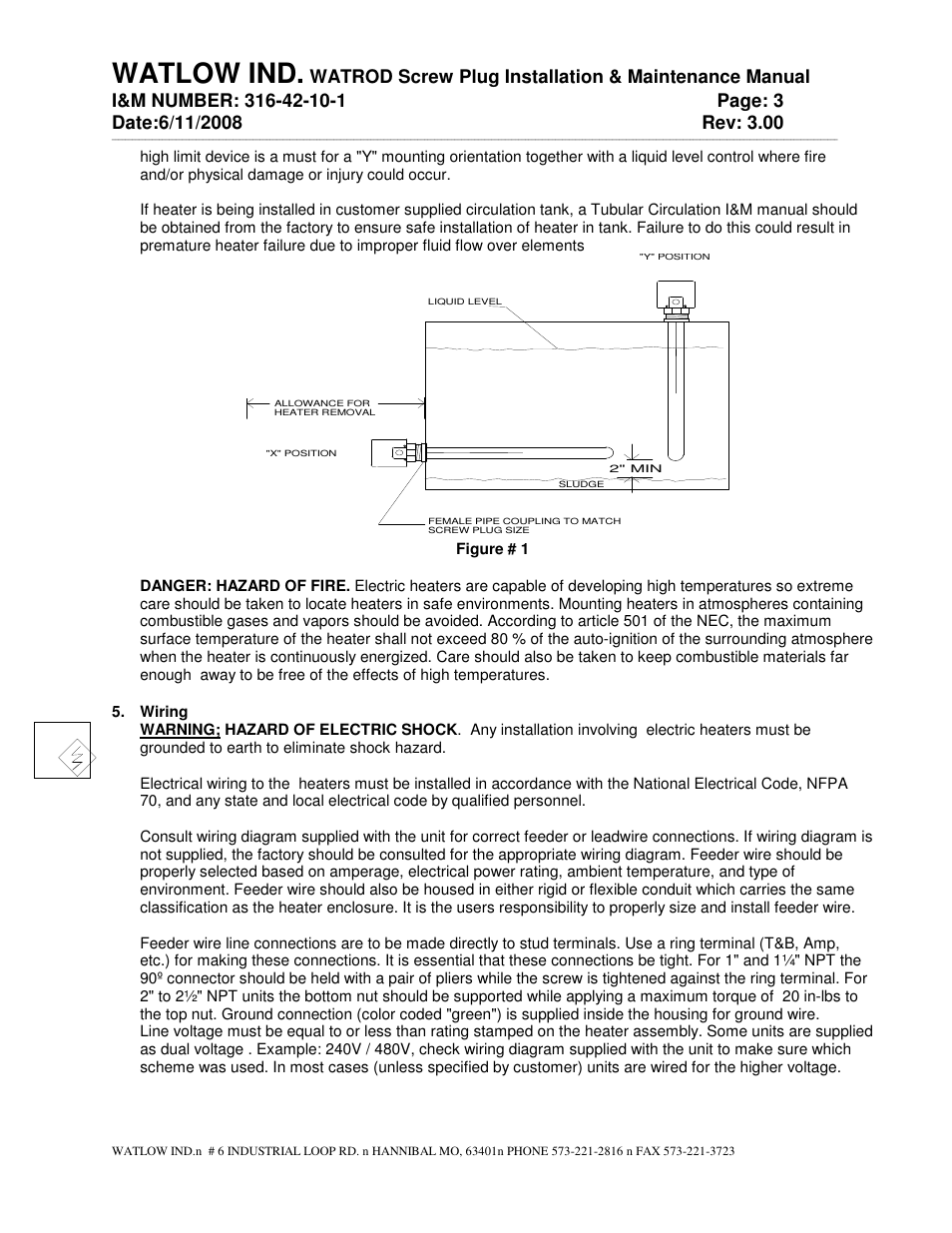 Watlow ind | Watlow WATROD Screw Plug User Manual | Page 3 / 6