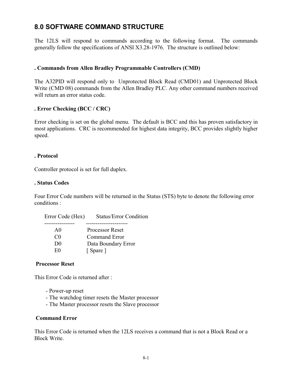 0 software command structure, 0 software command structure -1 | Watlow 12LS Controller User Manual | Page 102 / 111