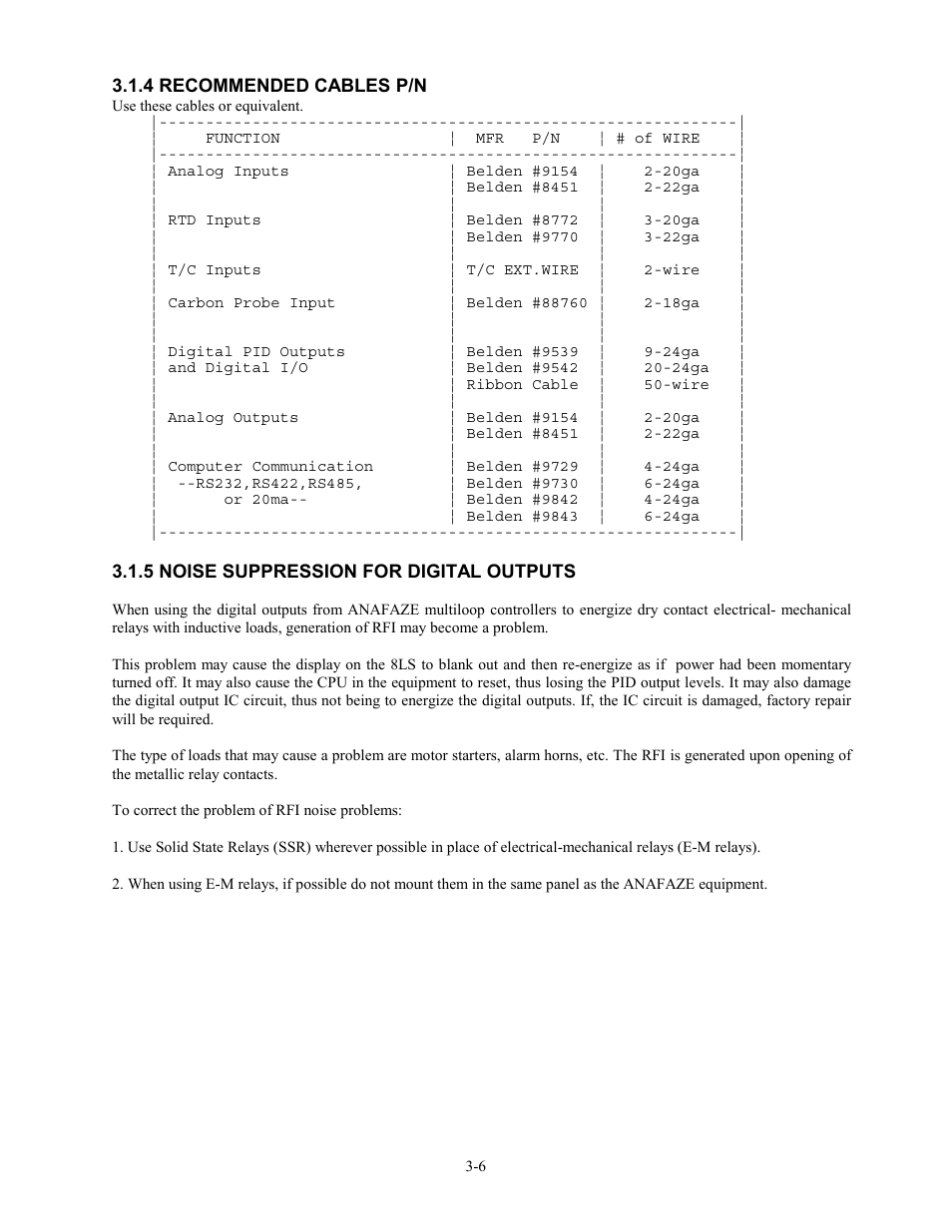 4 recommended cables p/n, 5 noise suppression for digital outputs | Watlow 12LS Controller User Manual | Page 20 / 111