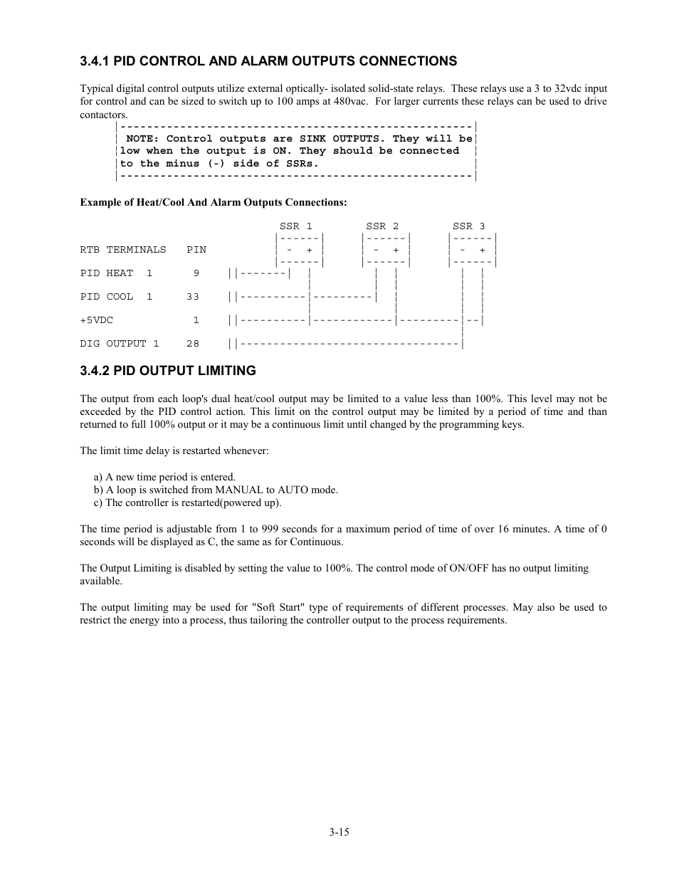 1 pid control and alarm outputs connections, 2 pid output limiting | Watlow 12LS Controller User Manual | Page 29 / 111