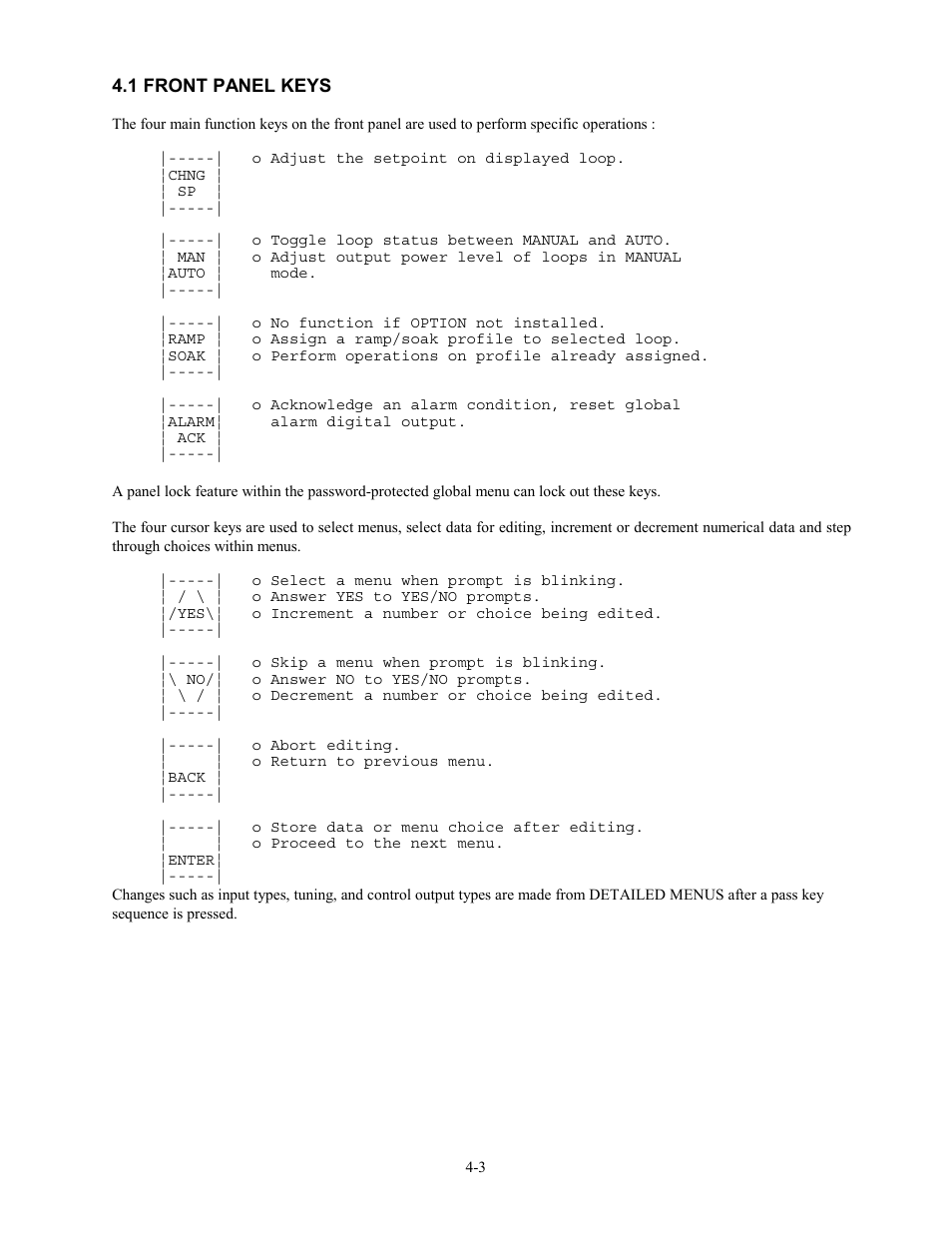 1 front panel keys, 1 front panel keys -3 | Watlow 12LS Controller User Manual | Page 36 / 111
