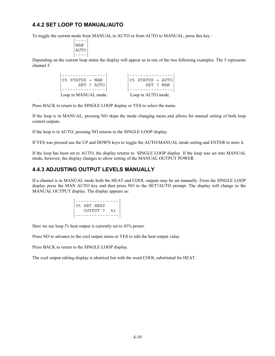 2 set loop to manual/auto, 3 adjusting output levels manually | Watlow 12LS Controller User Manual | Page 43 / 111