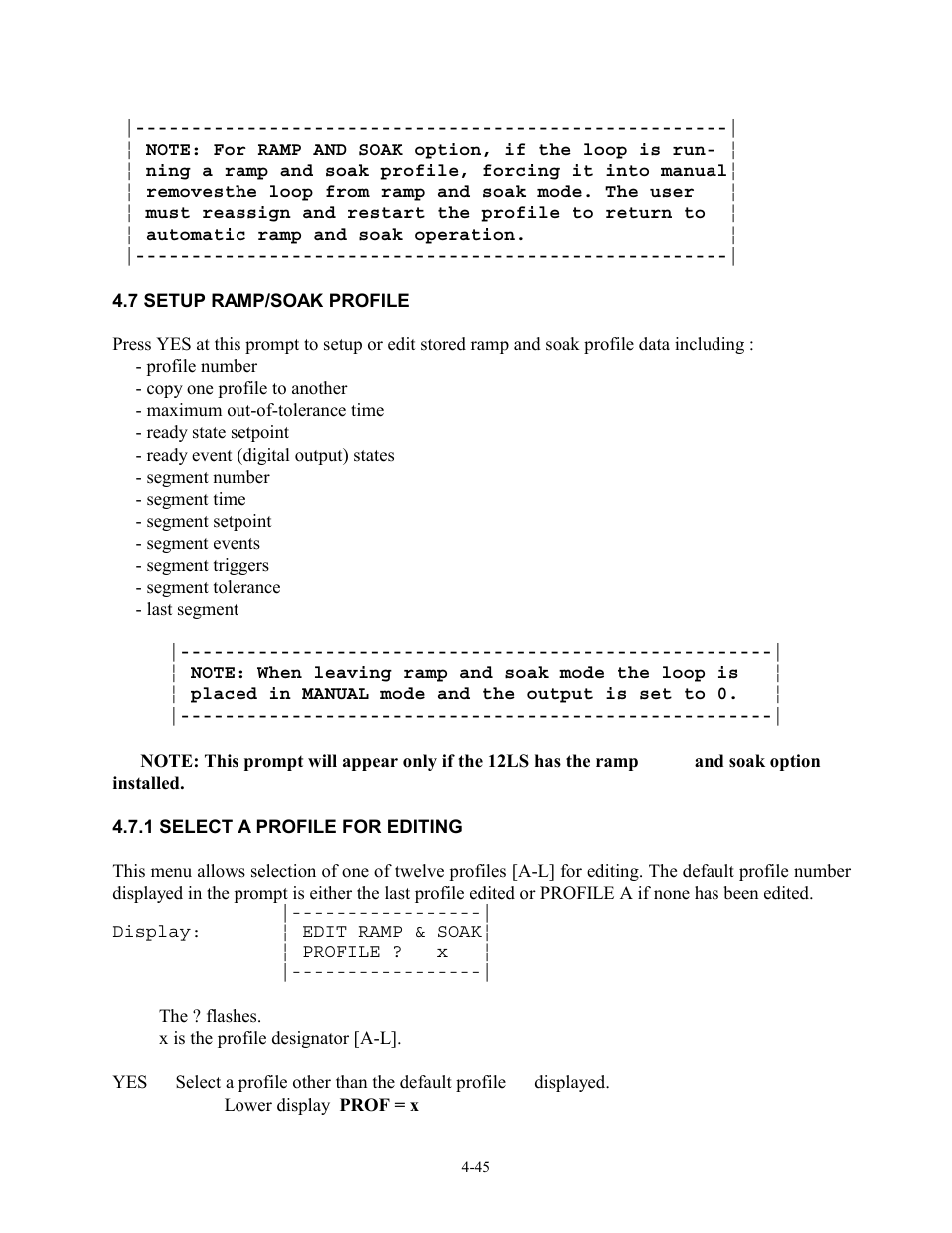 7 setup ramp/soak profile, 1 select a profile for editing, 7 setup ramp/soak profile -45 | 1 select a profile for editing -45 | Watlow 12LS Controller User Manual | Page 78 / 111