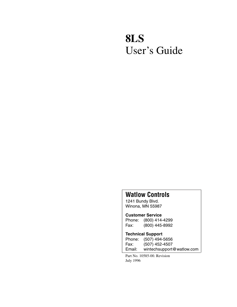 Watlow 8LS Controller User Manual | 140 pages