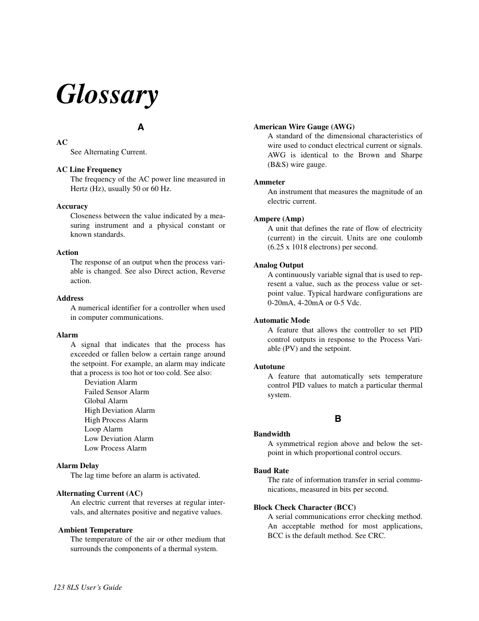 Glossary | Watlow 8LS Controller User Manual | Page 131 / 140