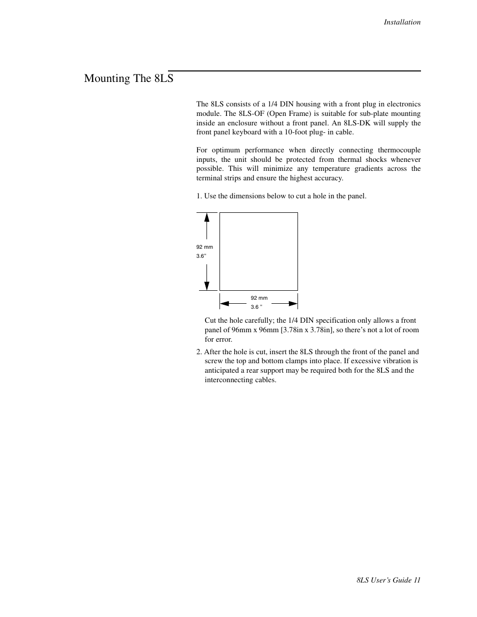 Mounting the 8ls | Watlow 8LS Controller User Manual | Page 19 / 140