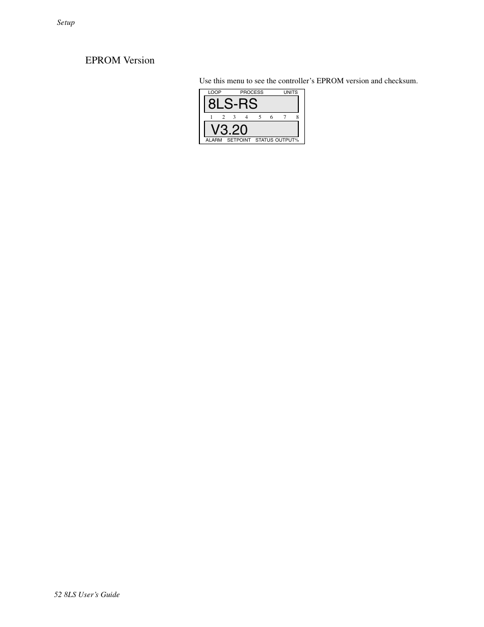 Eprom version, 8ls-rs v3.20 | Watlow 8LS Controller User Manual | Page 60 / 140