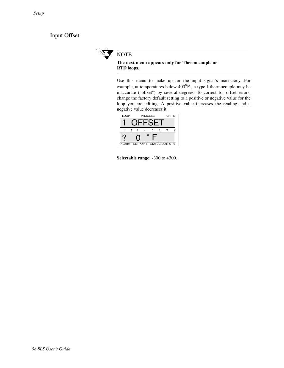 Input offset, 1 offset ? 0 | Watlow 8LS Controller User Manual | Page 66 / 140