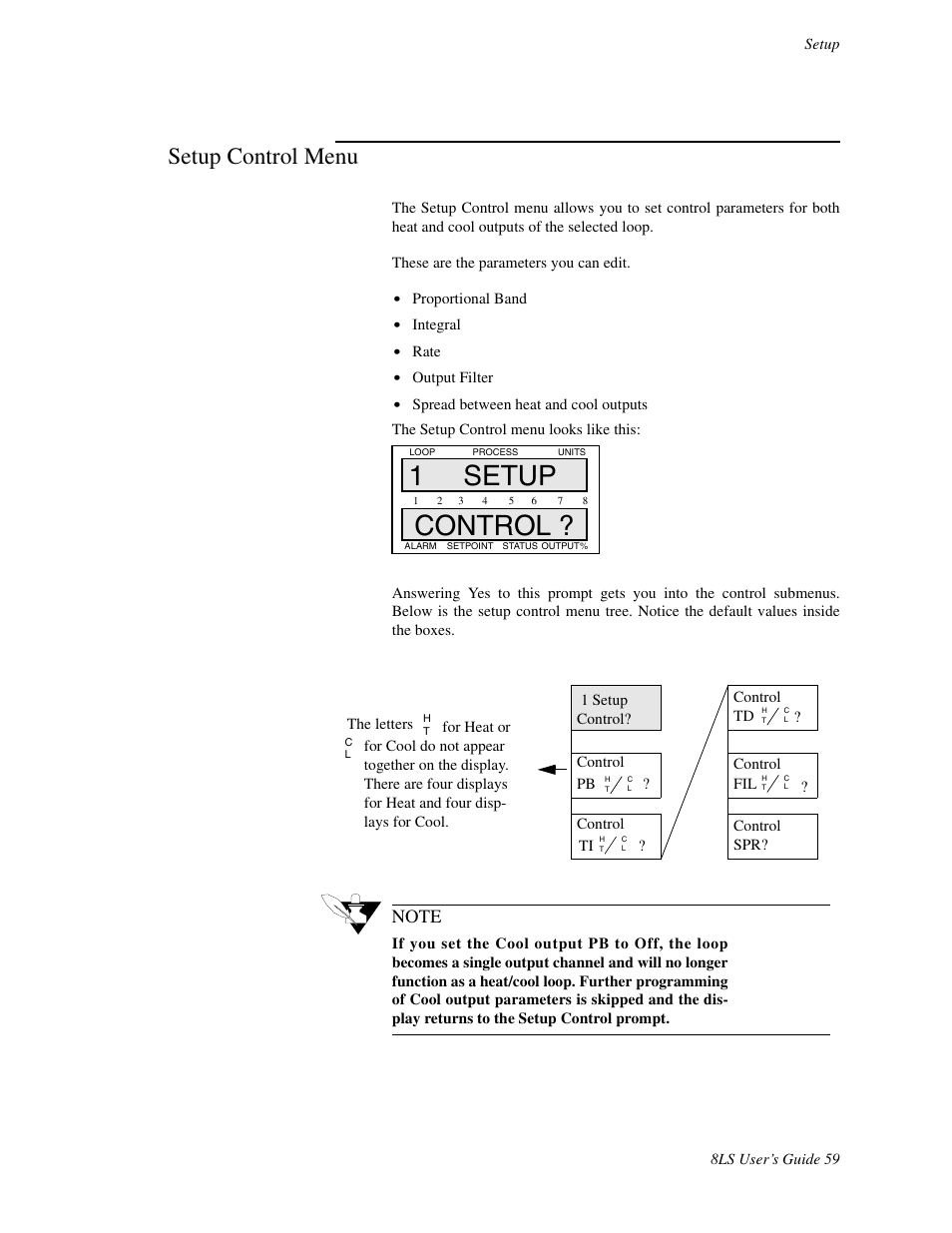 Setup control menu, 1 setup control | Watlow 8LS Controller User Manual | Page 67 / 140
