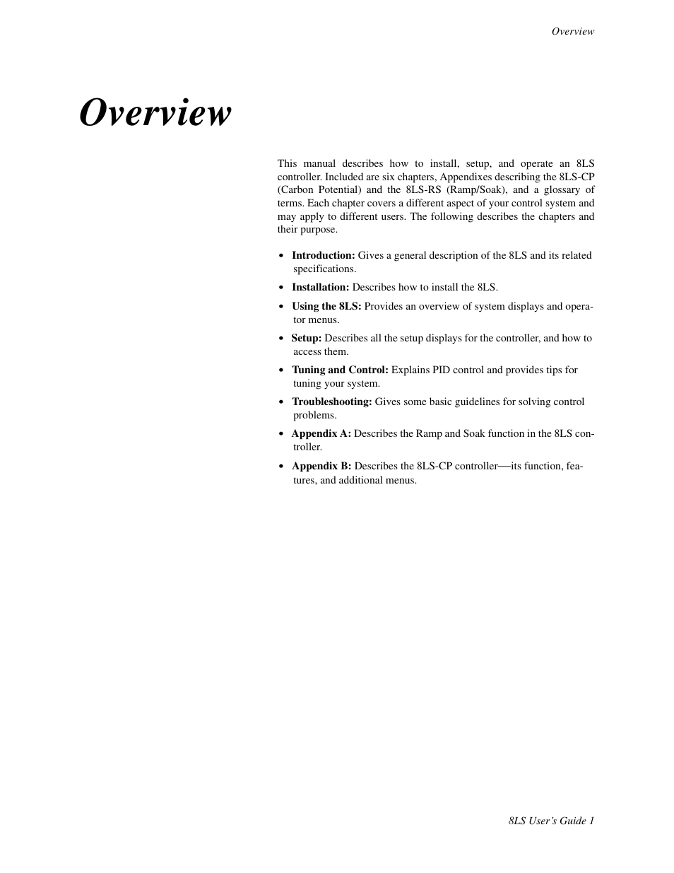 Overview | Watlow 8LS Controller User Manual | Page 9 / 140