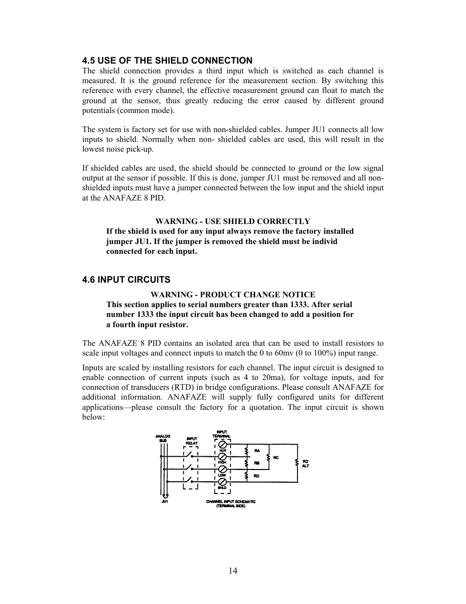 5 use of the shield connection, 6 input circuits | Watlow 8PID Controller User Manual | Page 19 / 55
