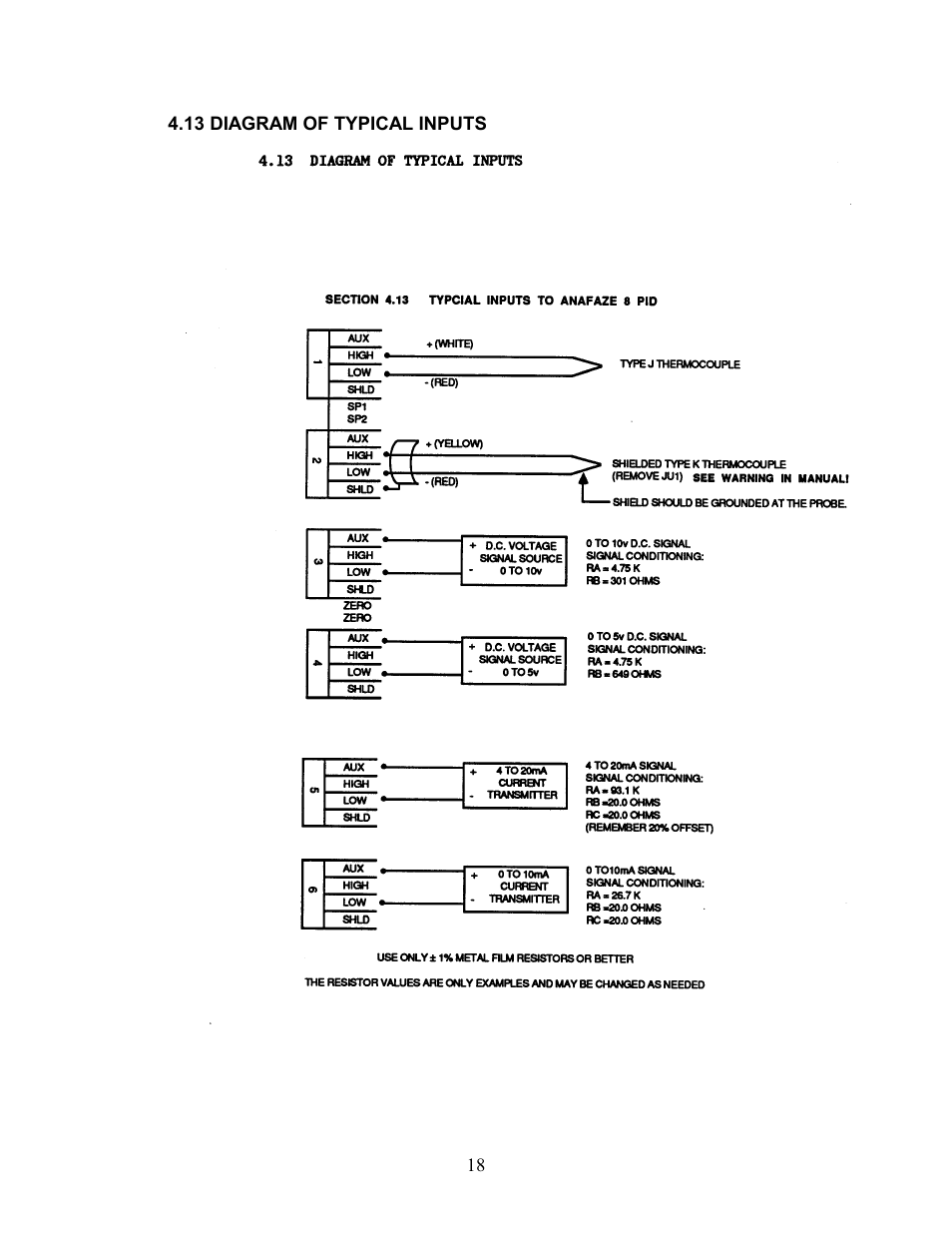 13 diagram of typical inputs | Watlow 8PID Controller User Manual | Page 23 / 55