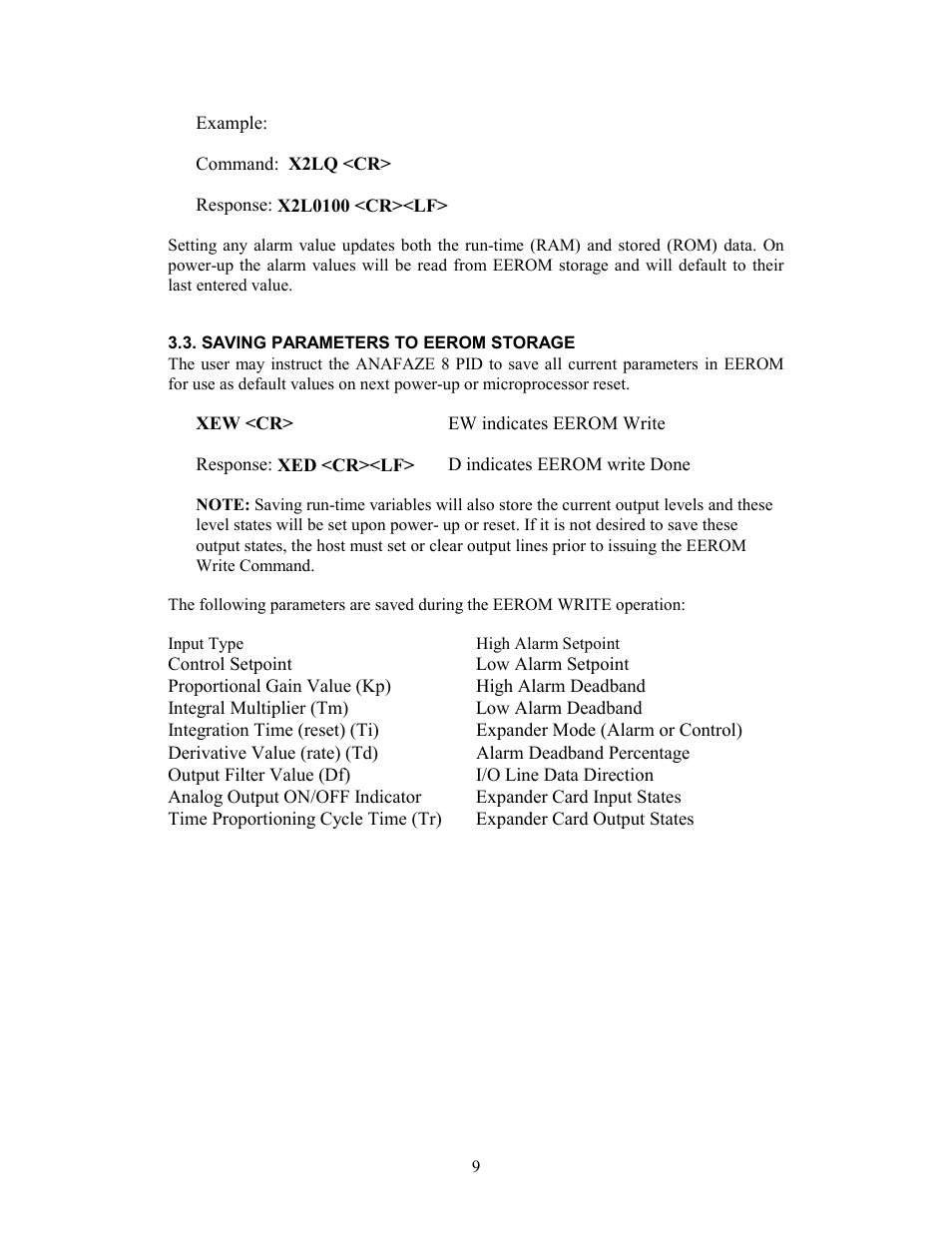 Saving parameters to eerom storage | Watlow 8PID Controller User Manual | Page 50 / 55